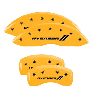 MGP 4 Caliper Covers Engraved Front & Rear With stripes/Avenger Yellow finish black ch