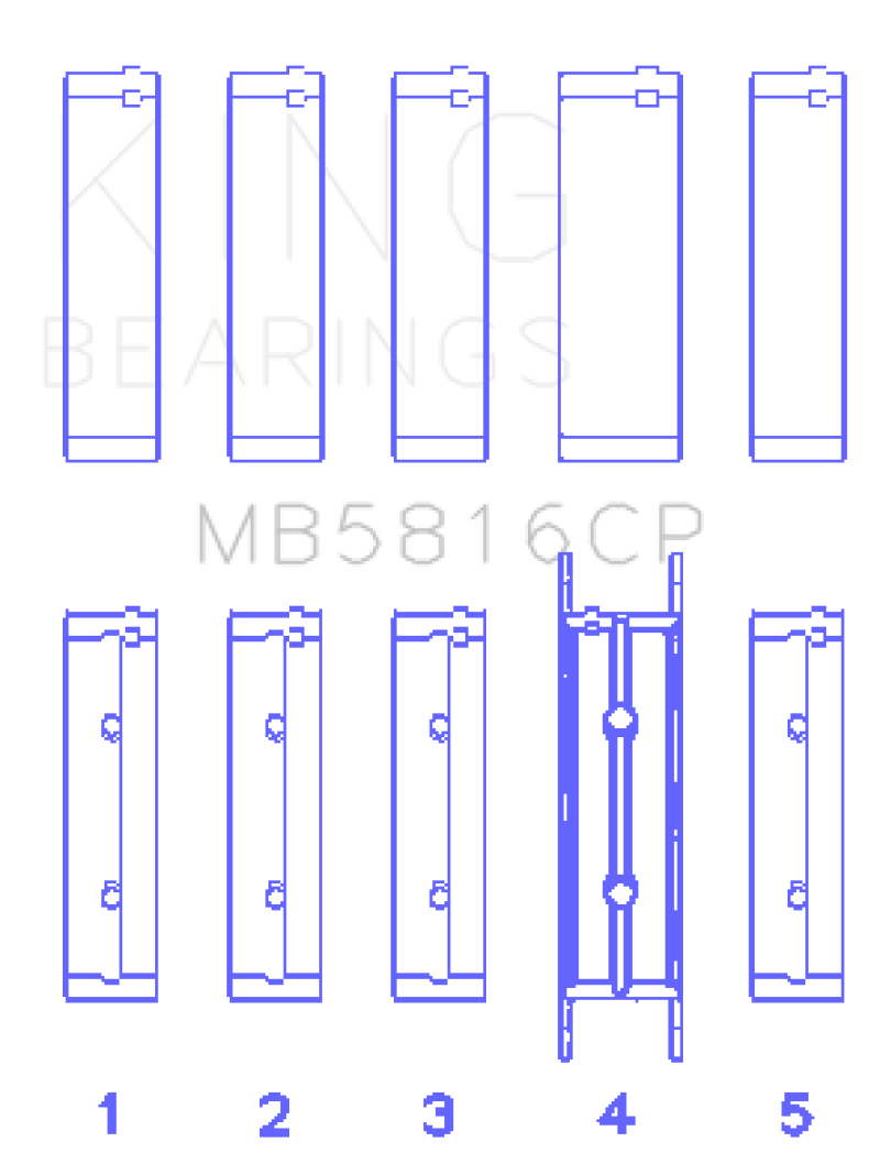 King Engine Bearings Ford 391CI 32V Turbo V8 Power Stroke/ O/S .040in (Size 0.25) Main Bearing Set