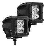 Go Rhino Xplor Bright Series Cube LED Spot Light Kit (Surface/Threaded Stud Mount) 3x3 - Blk (Pair)