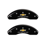 MGP 4 Caliper Covers Engraved F & R Chevy Racing Black Finish Silver Char 2019 Chevrolet Malibu