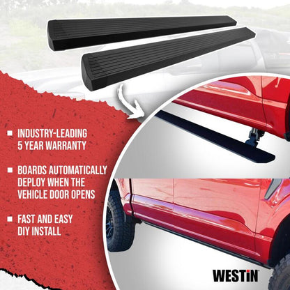 Westin 09-18 Dodge RAM 1500/19-24 1500 Classic Quad Cab Pro-e Electric Running Boards - Text. Blk