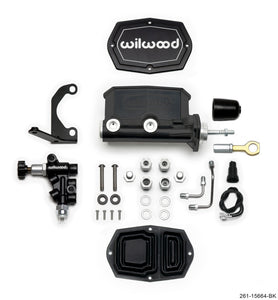 Wilwood Compact Tandem M/C - 15/16in Bore w/RH Bracket and Valve (Mustang Pushrod) - Black