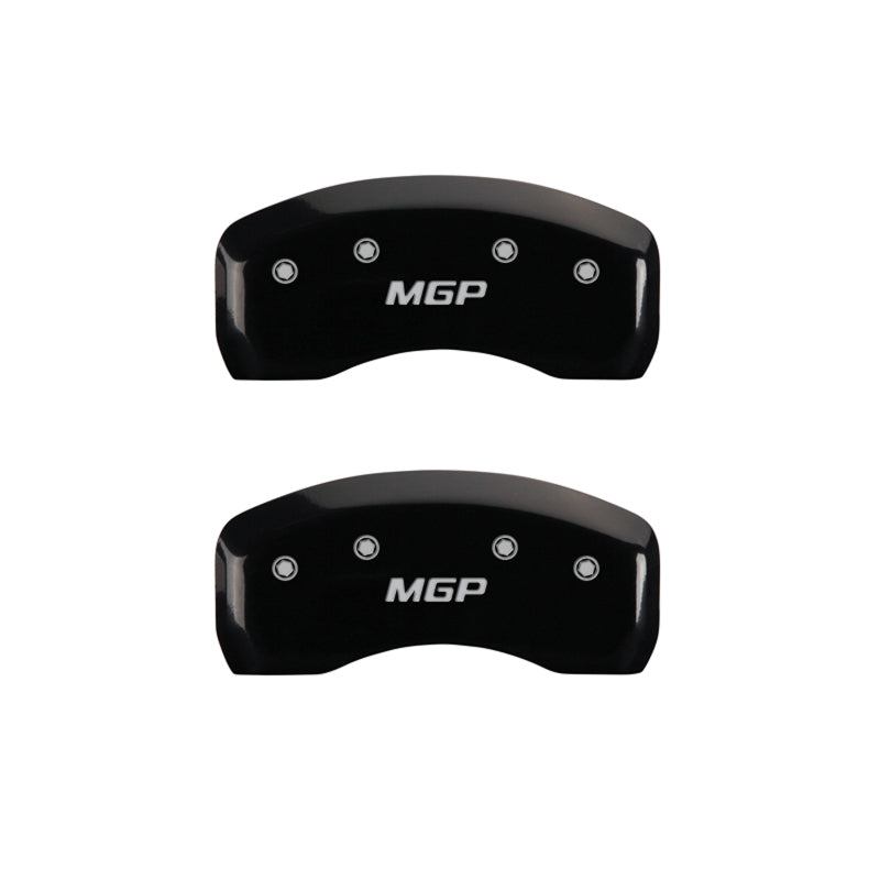 MGP 4 Caliper Covers Engraved Front & Rear MGP Black Finish Silver Char 2019 Chevrolet Bolt EV