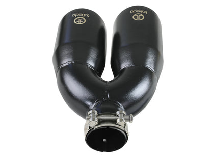 aFe Takeda 2.5in 304 Stainless Steel Clamp-on Exhaust Tip Passenger Side 2.5in Inlet 4inDual - Black