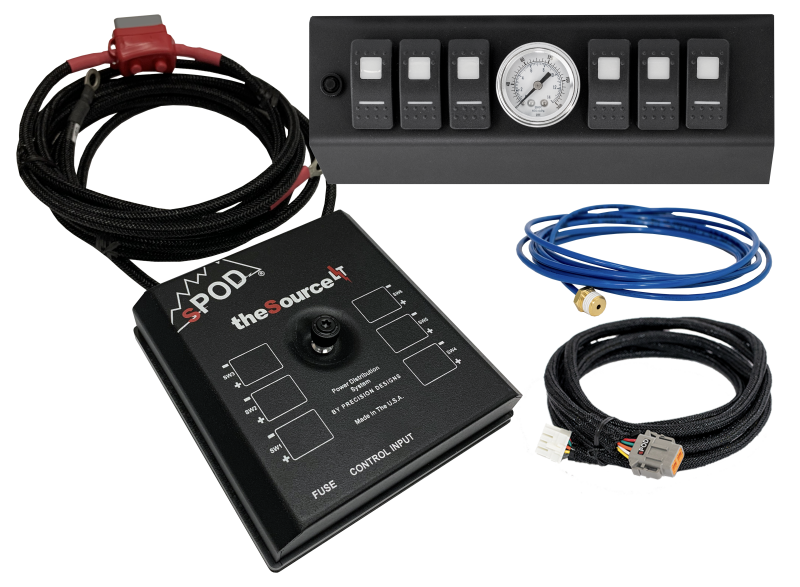 sPOD 07-08 Jeep Wrangler JK SourceLT w/Air Gauge and Amber LED Switch Panel