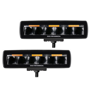 Go Rhino Xplor Blackout Combo Series Sixline LED Spot Lights w/Amber (Surface Mount) - Blk (Pair)