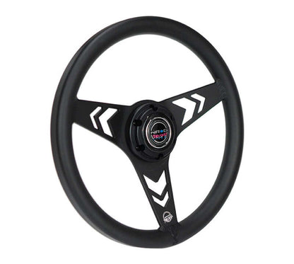 NRG Aluminum Steering Wheel 330mm - Arow Cutout - Ergonomic Grip - Anadized Black