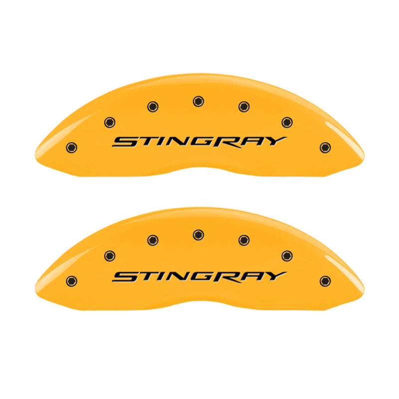 MGP 4 Caliper Covers Engraved Front & Rear Stingray Yellow finish black ch