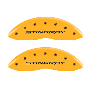 MGP 4 Caliper Covers Engraved Front & Rear Stingray Yellow finish black ch