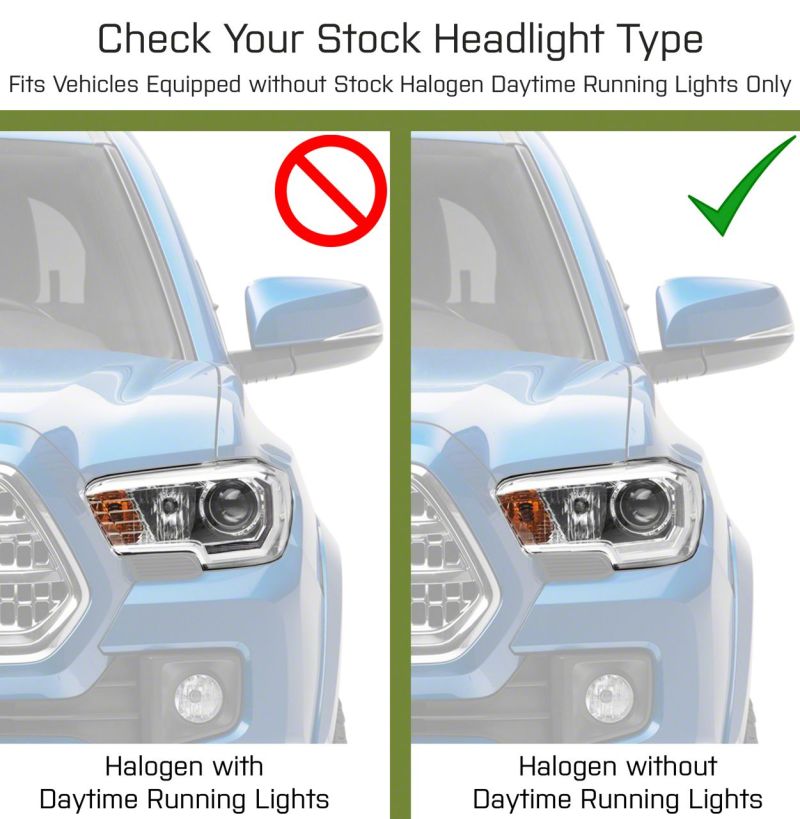 Raxiom 16-23 Toyota Tacoma w/ Factory Halogen DRL LED Headlights- Black Housing (Clear Lens)