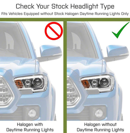 Raxiom 16-23 Toyota Tacoma w/ Factory Halogen DRL LED Headlights- Black Housing (Clear Lens)