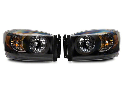 Raxiom 06-08 Dodge RAM 1500 Axial Series Euro Headlights- Black Housing- Clear Lens