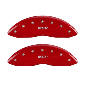 MGP Front set 2 Caliper Covers Engraved Front MGP Red finish silver ch