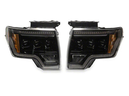 Raxiom 09-14 Ford F-150 CXR Series LED Headlights with Amber DRL- Black Housing- Clear Lens
