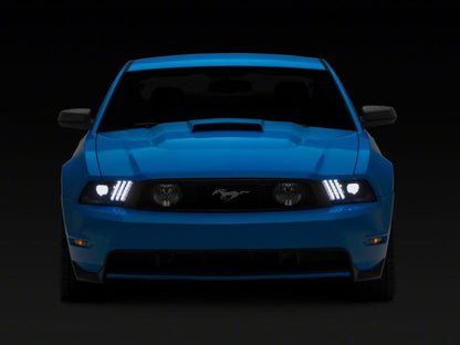 Raxiom 10-12 Ford Mustang LED Projector Headlights SEQL Turn Signals- Black Housing (Clear Lens)