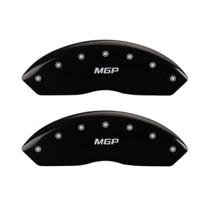 MGP 4 Caliper Covers Engraved Front & Rear MGP Black Finish Silver Char 2017 Ford Fusion