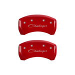 MGP 4 Caliper Covers Engraved Front & Rear Cursive/Challenger Red finish silver ch