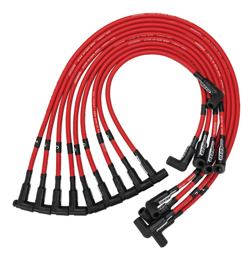 Moroso Chevrolet Small Block (Sprint Car) Ignition Wire Set - Ultra 40 - Unsleeved - HEI - Red