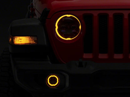 Raxiom 18-23 Jeep Wrangler JL Axial Series 9-In Angel Eye LED Headlights- Black Housing (Clear Lens)