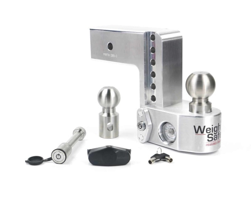 Weigh Safe 6in Drop Hitch w/Built-in Scale & 3in Shank (10K/21K GTWR) w/WS05 - Aluminum