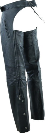 River Road Longhaul Leather Chaps Black - Large