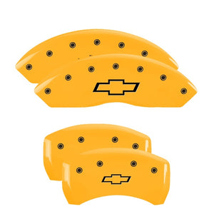 MGP 4 Caliper Covers Engraved Front & Rear Bowtie Yellow Finish Black Char 2019 Chevrolet Equinox