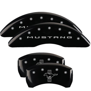 MGP 4 Caliper Covers Engraved Front 2015/Mustang Engraved Rear 2015/Bar & Pony Black fnsh silver ch