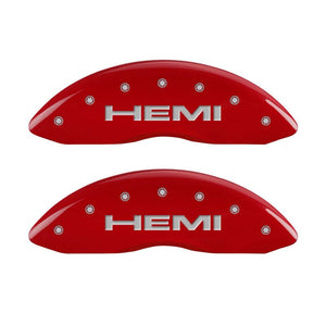 MGP 4 Caliper Covers Engraved Front & Rear Hemi Red finish silver ch