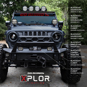 Go Rhino Xplor Blackout Combo Series Sgl Row LED Light Bar w/Amber (Side/Track Mount) 39.5in. - Blk