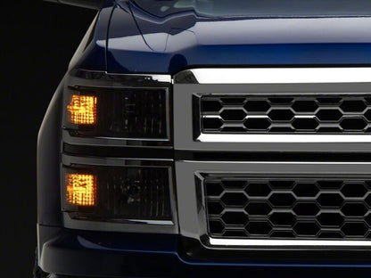 Raxiom 14-15 Chevrolet Silverado 1500 OE Style Headlights/ Chrome Trim- Black - Clear Lens