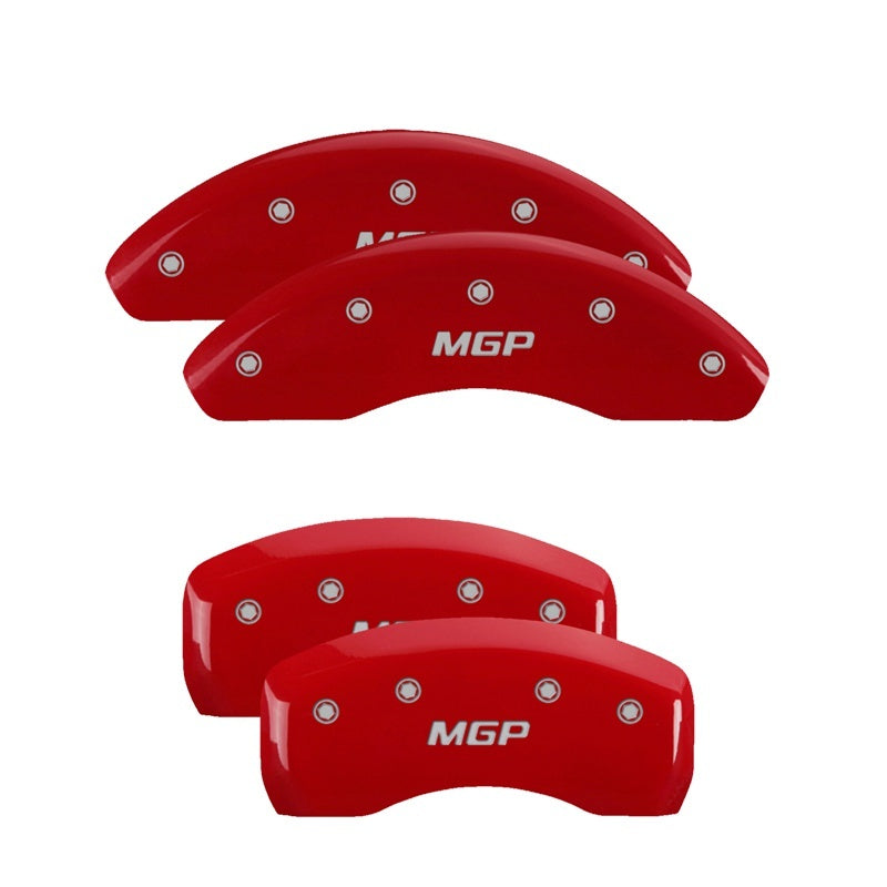 MGP 4 Caliper Covers Engraved Front & Rear MGP Red Finish Silver Char 2018 Chevrolet Bolt EV
