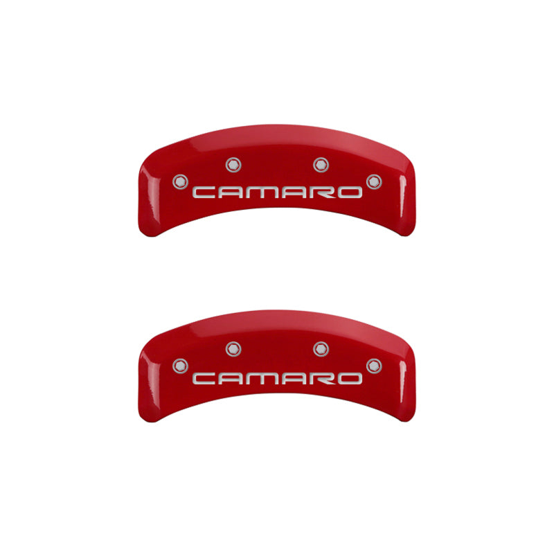 MGP 4 Caliper Covers Engraved Front & Rear Gen 4/Camaro Red finish silver ch