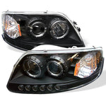 Spyder Ford F150 97-03 Projector - LED Halo Amber Reflctr LED Blk PRO-YD-FF15097-1P-AM-BK