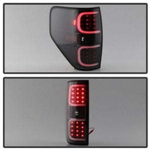 xTune Ford F150 09-14 LED Tail Lights - Black ALT-ON-FF15009-LBLED-BK