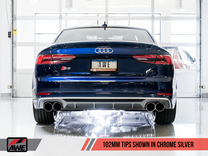 AWE Tuning Audi B9 S5 Coupe 3.0T Track Edition Exhaust - Chrome Silver Tips (102mm)