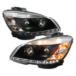 Spyder Mercedes Benz C-Class 08-11 Projector Headlights Halogen - DRL Blk PRO-YD-MBW20408-DRL-BK