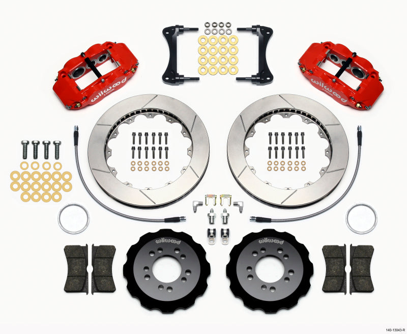 Wilwood Narrow Superlite 6R Front Hat Kit 13.06in Red 2008-up Hyundai Genesis Coupe w/Lines