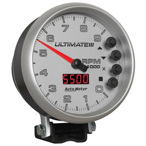 Autometer 5 inch Ultimate III Playback Tachometer 9000 RPM - Silver