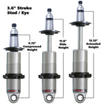 Ridetech HQ Series CoilOver Shock 3.6in Travel 2.5in Coil Eye/Stud Mounting 9.425inx13.025in