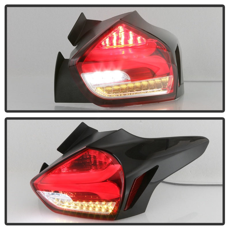 Spyder 15-17 Ford Focus Hatch LED Tail Lights w/Indicator/Reverse - Red Clr (ALT-YD-FF155D-LED-RC)