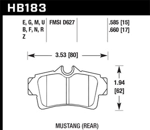 Hawk 01 Mustang Bullitt 4.6L/94 Cobra 5.0L/96-99 & 01 & 03-04 Cobra 4.6L Black Rear Race Brake Pads