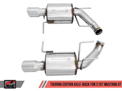 AWE Tuning S197 Mustang GT Axle-Back Exhaust - Touring Edition (Chrome Silver Tips)