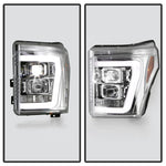 Spyder Ford F250/350/450 11-16 V2 High-Power LED Headlights-White Light Bar-Chrome PRO-YD-FS11V2PL-C