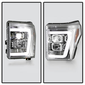 Spyder Ford F250/350/450 11-16 V2 High-Power LED Headlights-White Light Bar-Chrome PRO-YD-FS11V2PL-C