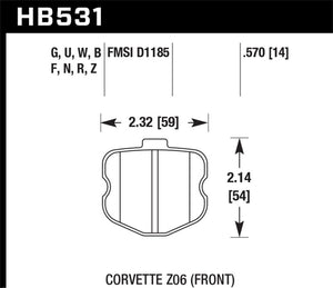 Hawk 2008 Chevrolet Corvette 7.0L 427 Limited Edition Z06 (Incl.Shims Pins) Front ER-1 Brake Pads