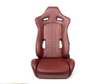 NRG Reclinable Sport Seats (Pair) The Arrow Maroon Vinyl w/ Pressed NRG logo w/ Maroon Stitch