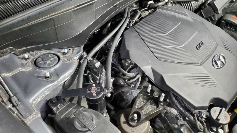 J&amp;L 20-25 Hyundai Palisade / Kia Telluride 3.8L Oil Separator 3.0 Passenger Side - Black Anodize