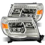 AlphaRex 05-11 Toyota Tacoma LUXX Crystal Headlights Plank Style Chrome w/Activation Light/DRL