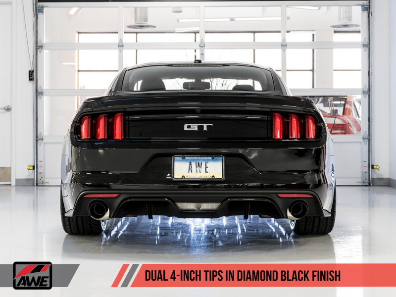 AWE Tuning S550 Mustang GT Cat-Back Exhaust - Touring Edition (Diamond Black Tips)
