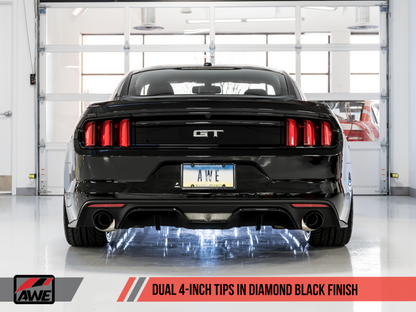 AWE Tuning S550 Mustang GT Cat-Back Exhaust - Touring Edition (Diamond Black Tips)